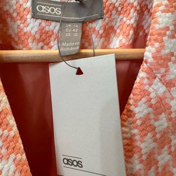 ASOS Pink Houndstooth Double-Breasted Blazer - Picture 3 of 5